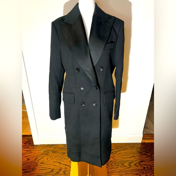 Emanuelle Satin Trim Double Breasted Coat - Picture 2 of 10